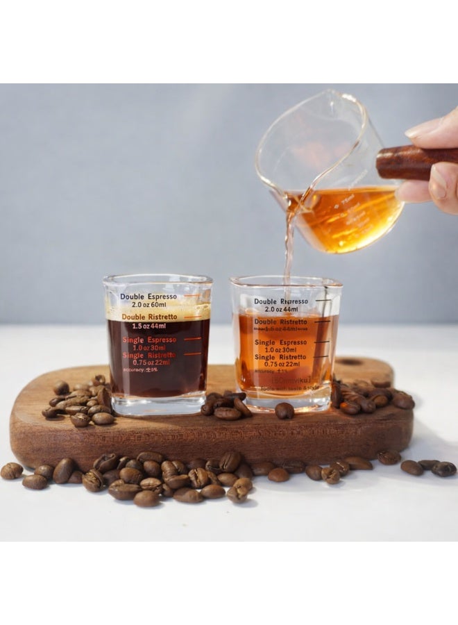 كوب معيار زجاج مدرّج بتصميم مربع، كوب إسبرسو بمقياس واضح لقياس السوائل بدقة، مناسب لتحضير القهوة والمشروبات والاستخدام اليومي في المطبخ - Image 2